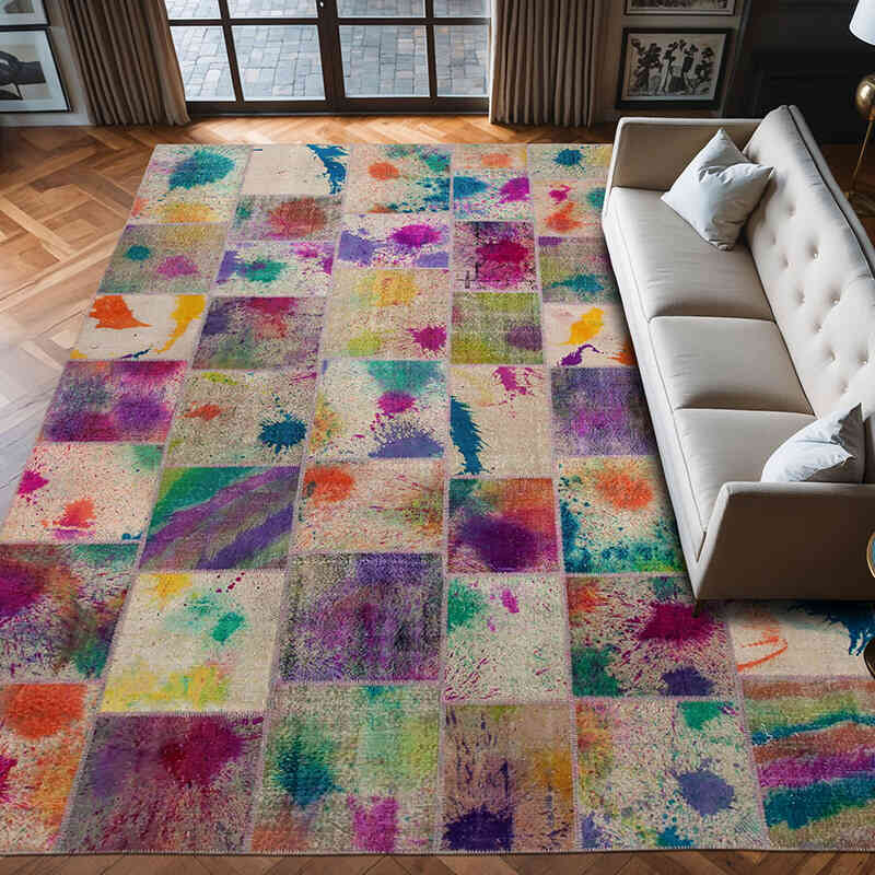 Alfombra De Retazos Turca Sobre-teñida - 300 cm x 406 cm - K0049457
