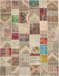 Patchwork Hand-Knotted Turkish Rug - 10'  x 13' 2" (120" x 158")