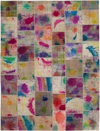 Patchwork Hand-Knotted Turkish Rug - 10' 1" x 13' 4" (121" x 160")