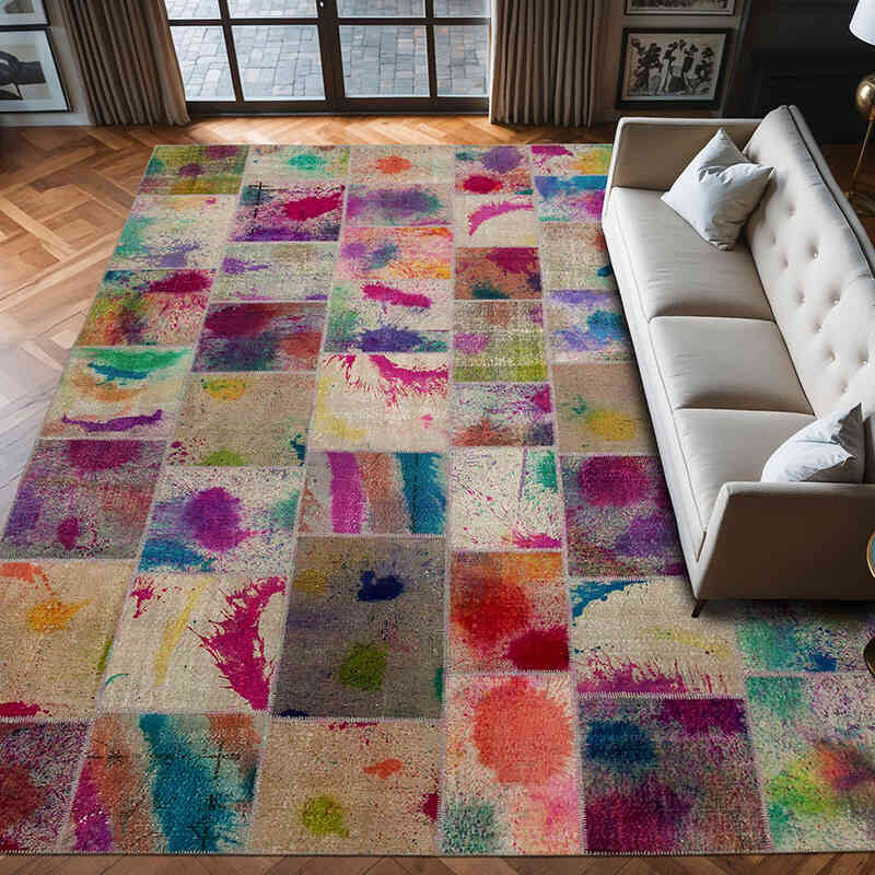 Alfombra De Retazos Turca Sobre-teñida - 307 cm x 407 cm - K0049463
