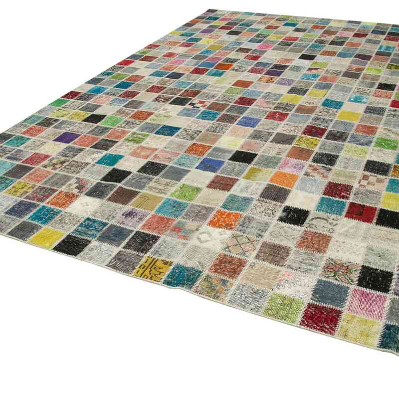 Patchwork Hand-Knotted Turkish Rug - 9' 10" x 13' 5" (118" x 161") - K0049467