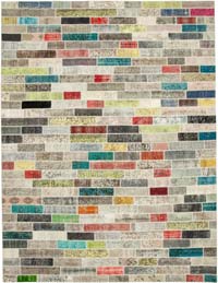 Patchwork Hand-Knotted Turkish Rug - 9' 11" x 13' 5" (119" x 161")