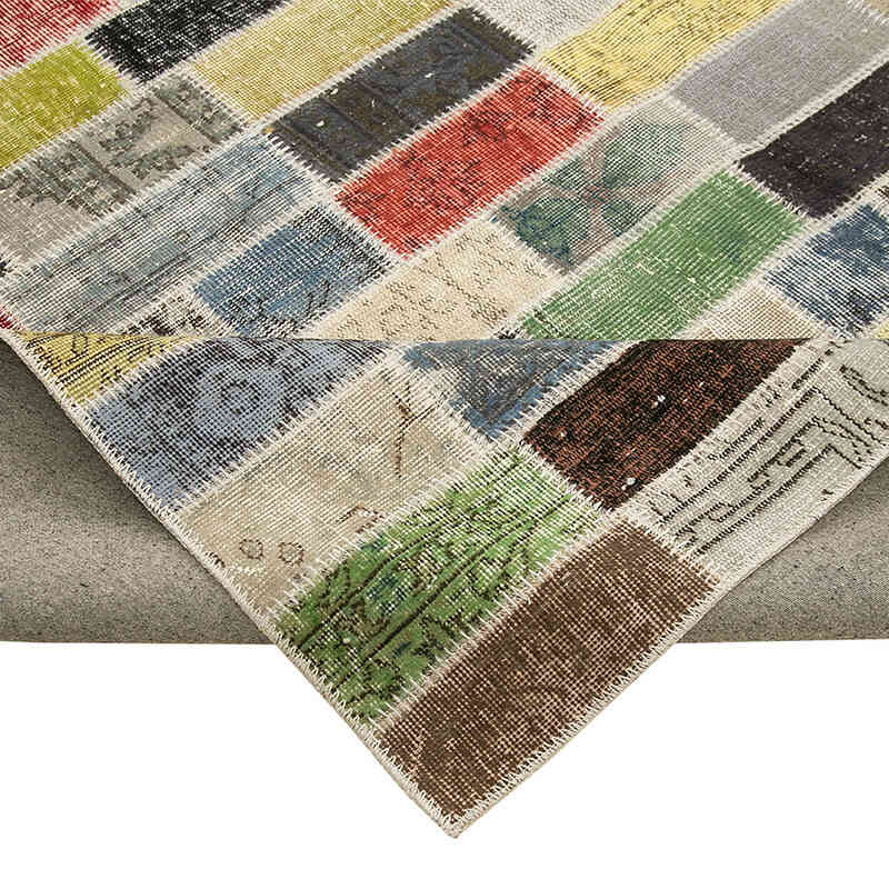 Patchwork Hand-Knotted Turkish Rug - 9' 10" x 12' 8" (118" x 152") - K0049492