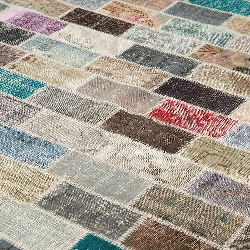 Patchwork Hand-Knotted Turkish Rug - 9' 9" x 13' 1" (117" x 157") - K0049495