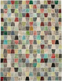 Patchwork Hand-Knotted Turkish Rug - 10' 1" x 13' 2" (121" x 158")