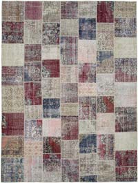 Patchwork Hand-Knotted Turkish Rug - 9' 10