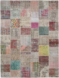 Patchwork Hand-Knotted Turkish Rug - 9' 10" x 13' 3" (118" x 159")