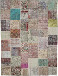 Patchwork Hand-Knotted Turkish Rug - 9' 11" x 13' 1" (119" x 157")