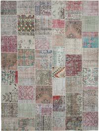 Patchwork Hand-Knotted Turkish Rug - 9' 11" x 13' 3" (119" x 159")