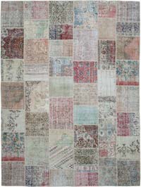 Patchwork Hand-Knotted Turkish Rug - 9' 10" x 13' 3" (118" x 159")