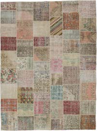 Patchwork Hand-Knotted Turkish Rug - 9' 10" x 13' 2" (118" x 158")