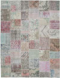 Patchwork Hand-Knotted Turkish Rug - 9' 10" x 13' 1" (118" x 157")