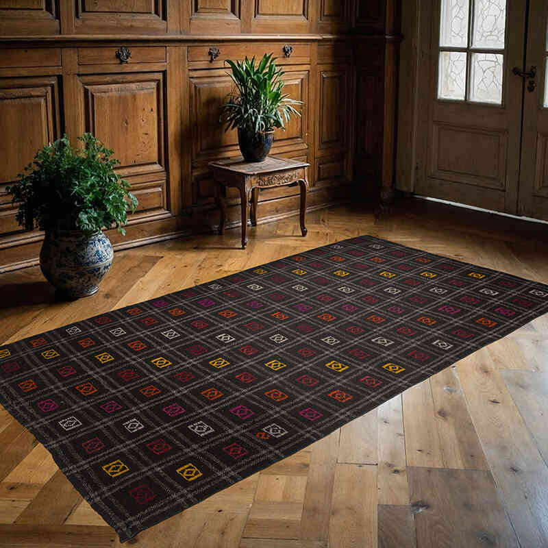Marrón Alfombra Vintage Anatolian Kilim - 119 cm x 221 cm - K0049568