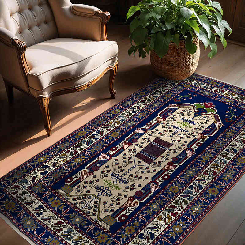 Vintage Turkish Hand-Knotted Rug - 4' 8" x 6' 8" (56" x 80") - K0049573