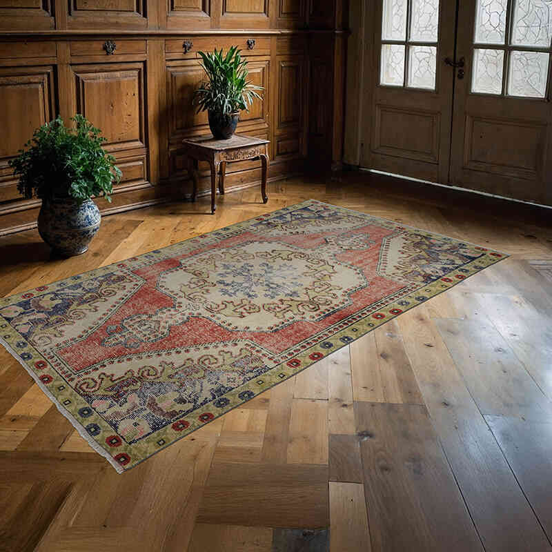 Vintage Turkish Hand-Knotted Rug - 4' 4" x 7' 5" (52" x 89") - K0049585