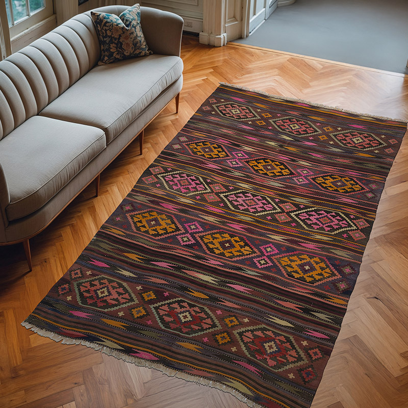 Alfombra Kilim Vintage Caucásica Kazak - 189 cm x 311 cm - K0049616