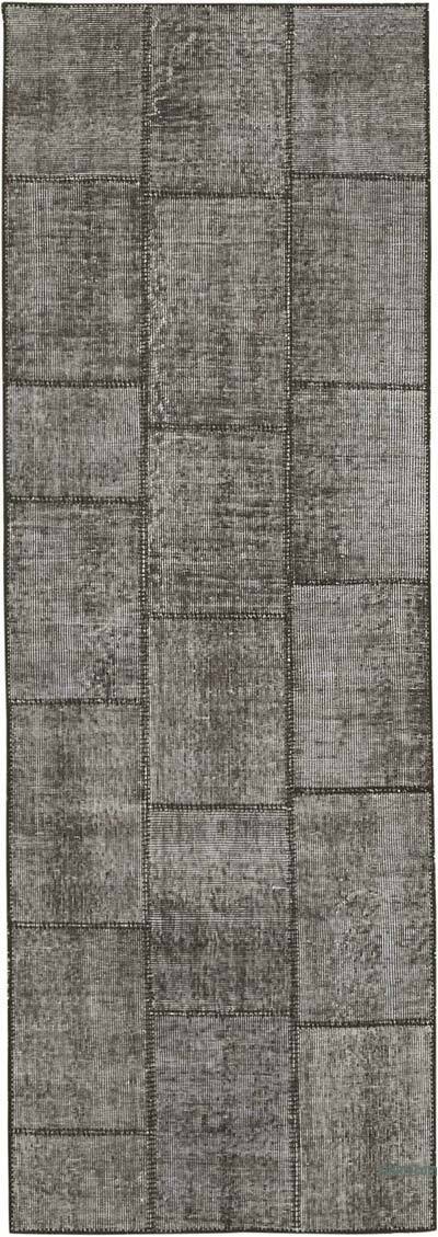 Siyah Boyalı Patchwork Halı - 85 cm x 245 cm
