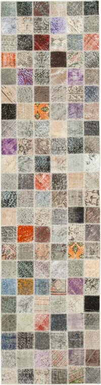 Multicolor Alfombra De Retazos Turca Sobre-teñida - 86 cm x 322 cm
