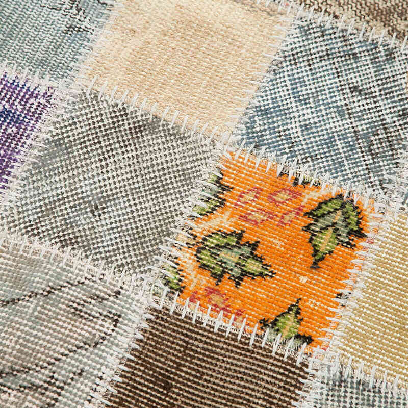 Multicolor Alfombra De Retazos Turca Sobre-teñida - 86 cm x 322 cm - K0049643