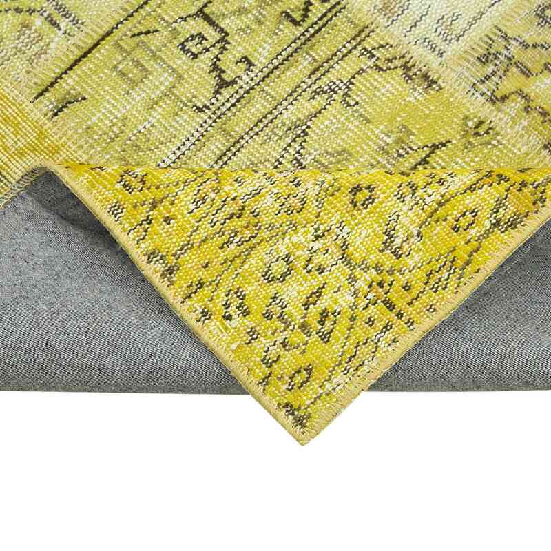 Sarı Boyalı Patchwork Halı - 107 cm x 257 cm - K0049646