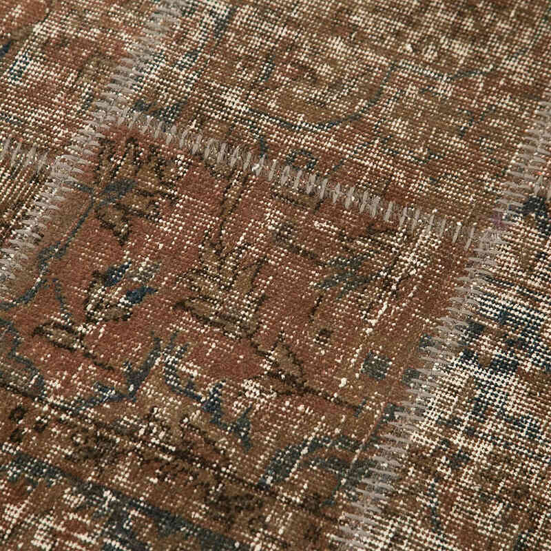 Marrón Alfombra De Retazos Turca Sobre-teñida - 86 cm x 306 cm - K0049655