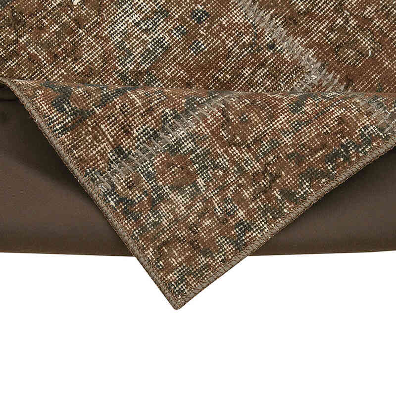Marrón Alfombra De Retazos Turca Sobre-teñida - 86 cm x 306 cm - K0049655