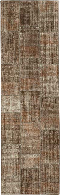Patchwork Hand-Knotted Turkish Runner - 2' 9" x 9' 3" (33" x 111")