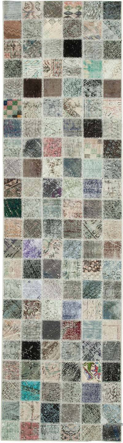 Çok Renkli Boyalı Patchwork Halı - 86 cm x 320 cm