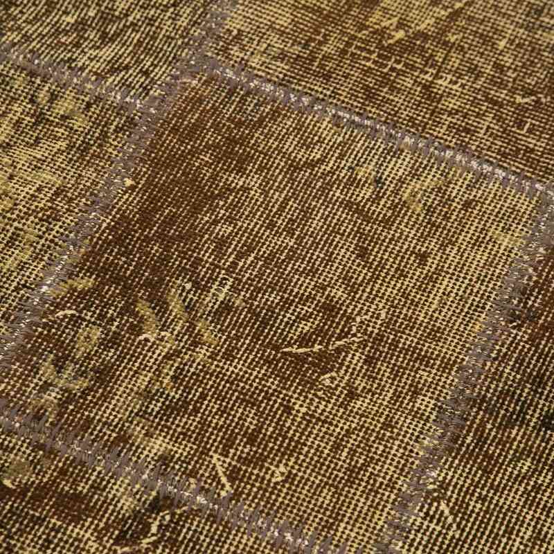 Kahverengi Boyalı Patchwork Halı - 86 cm x 232 cm - K0049667