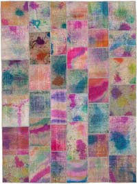 Multicolor Patchwork Hand-Knotted Turkish Rug - 8' 5" x 11' 5" (101" x 137")