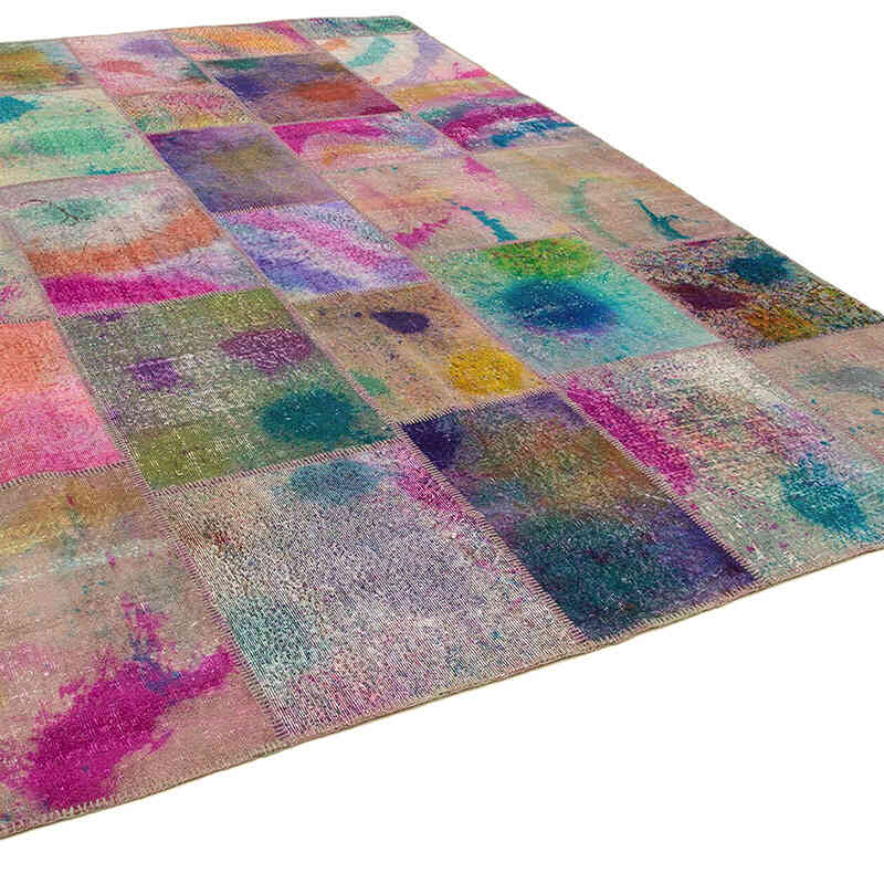 Multicolor Patchwork Hand-Knotted Turkish Rug - 8' 2" x 11' 6" (98" x 138") - K0049675