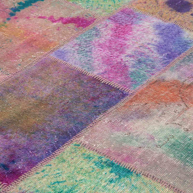 Multicolor Patchwork Hand-Knotted Turkish Rug - 8' 2" x 11' 6" (98" x 138") - K0049675