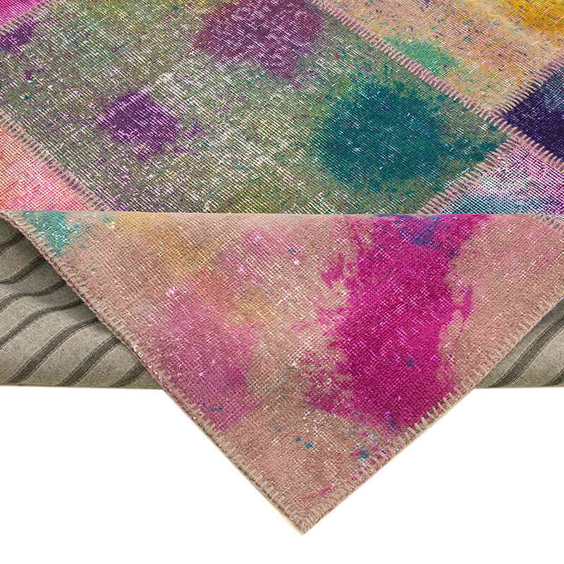 Multicolor Patchwork Hand-Knotted Turkish Rug - 8' 2" x 11' 6" (98" x 138") - K0049675