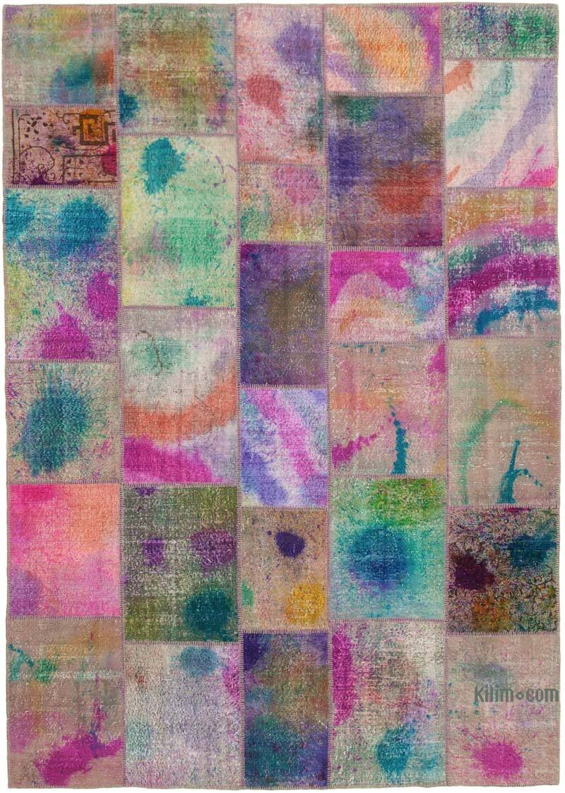 Multicolor Patchwork Hand-Knotted Turkish Rug - 8' 2" x 11' 6" (98" x 138") - K0049675