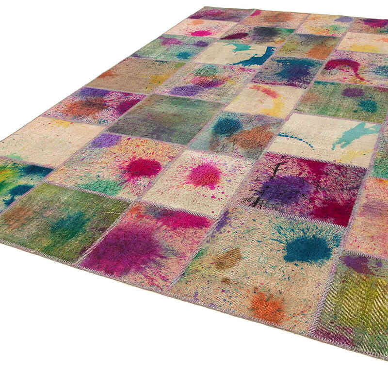 Çok Renkli Boyalı Patchwork Halı - 250 cm x 351 cm - K0049676