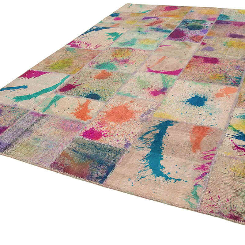 Çok Renkli Boyalı Patchwork Halı - 252 cm x 353 cm - K0049677