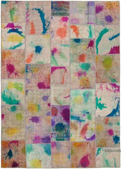 Çok Renkli Boyalı Patchwork Halı - 252 cm x 353 cm