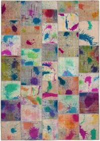 Multicolor Patchwork Hand-Knotted Turkish Rug - 8' 3" x 11' 6" (99" x 138")