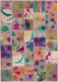 Multicolor Patchwork Hand-Knotted Turkish Rug - 8' 3" x 11' 6" (99" x 138")