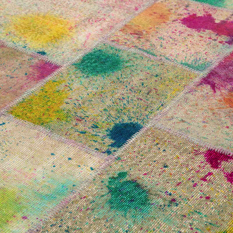 Multicolor Alfombra De Retazos Turca Sobre-teñida - 248 cm x 352 cm - K0049688