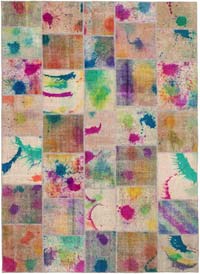 Multicolor Patchwork Hand-Knotted Turkish Rug - 8' 3" x 11' 5" (99" x 137")