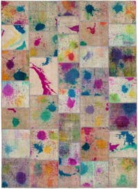Multicolor Patchwork Hand-Knotted Turkish Rug - 8' 3" x 11' 7" (99" x 139")