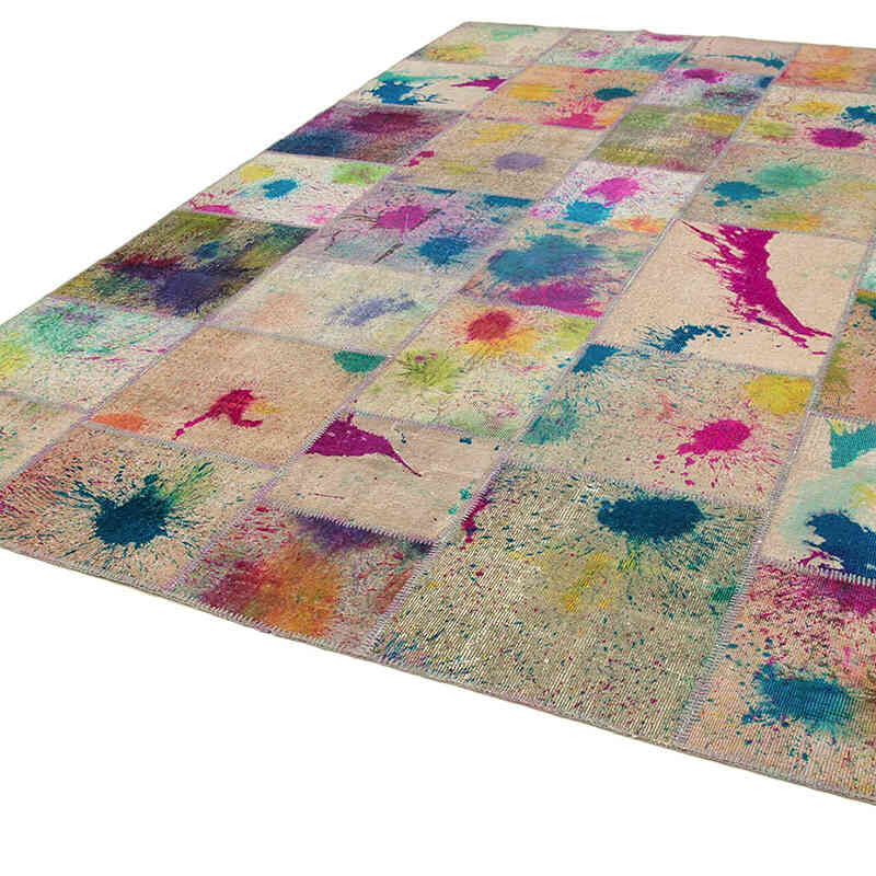 Multicolor Alfombra De Retazos Turca Sobre-teñida - 252 cm x 353 cm - K0049690