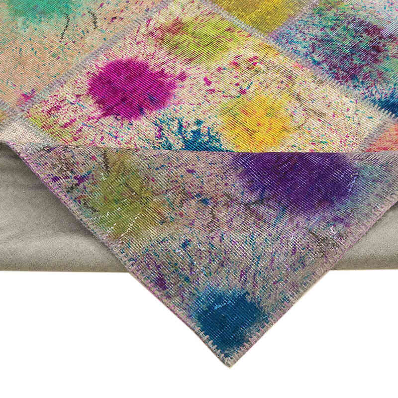 Multicolor Alfombra De Retazos Turca Sobre-teñida - 252 cm x 353 cm - K0049690
