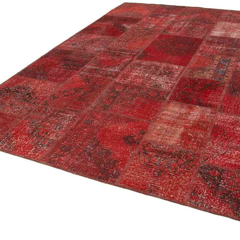 Red Patchwork Hand-Knotted Turkish Rug - 8' 2" x 11' 6" (98 in. x 138 in.) - K0049693