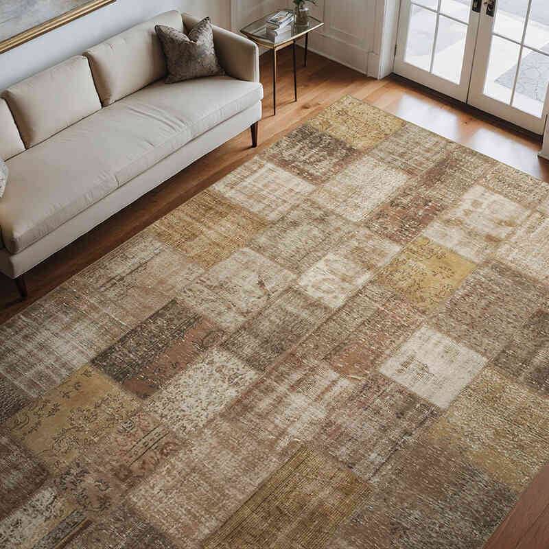 Alfombra De Retazos Turca Sobre-teñida - 254 cm x 348 cm - K0049694