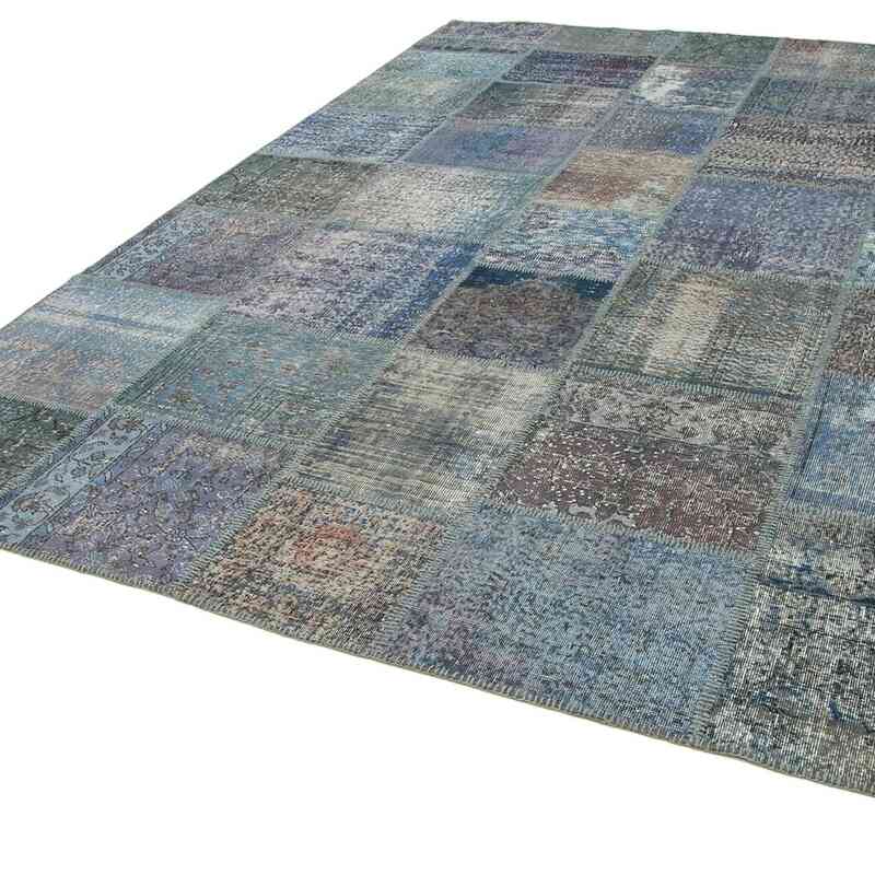 Mavi Boyalı Patchwork Halı - 253 cm x 354 cm - K0049699