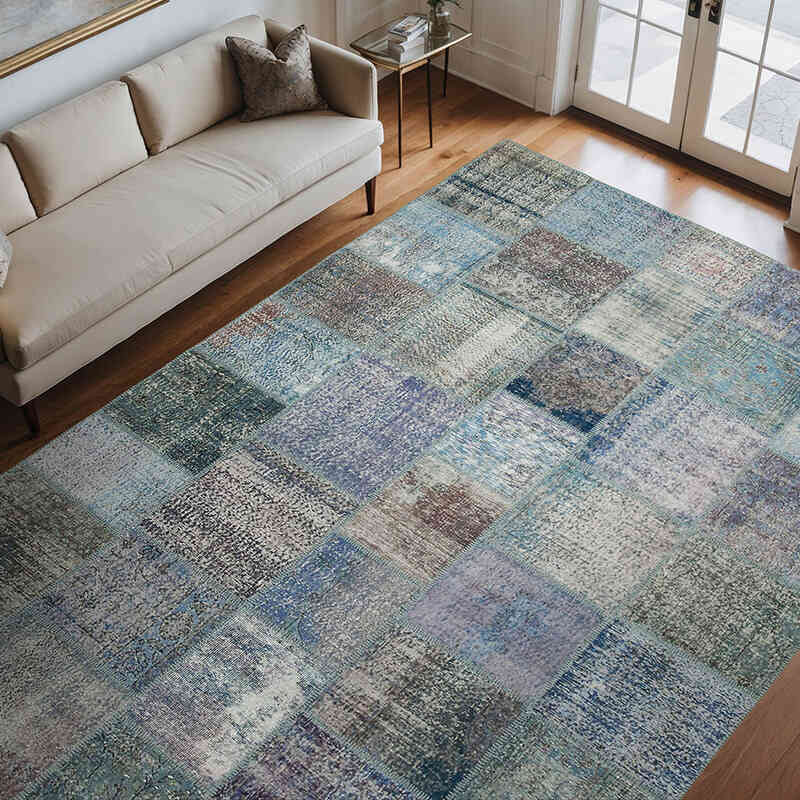Patchwork Hand-Knotted Turkish Rug - 8' 4" x 11' 7" (100" x 139") - K0049699