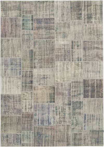 Mavi Boyalı Patchwork Halı - 251 cm x 355 cm