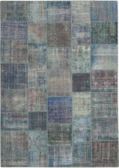 Mavi Boyalı Patchwork Halı - 252 cm x 357 cm